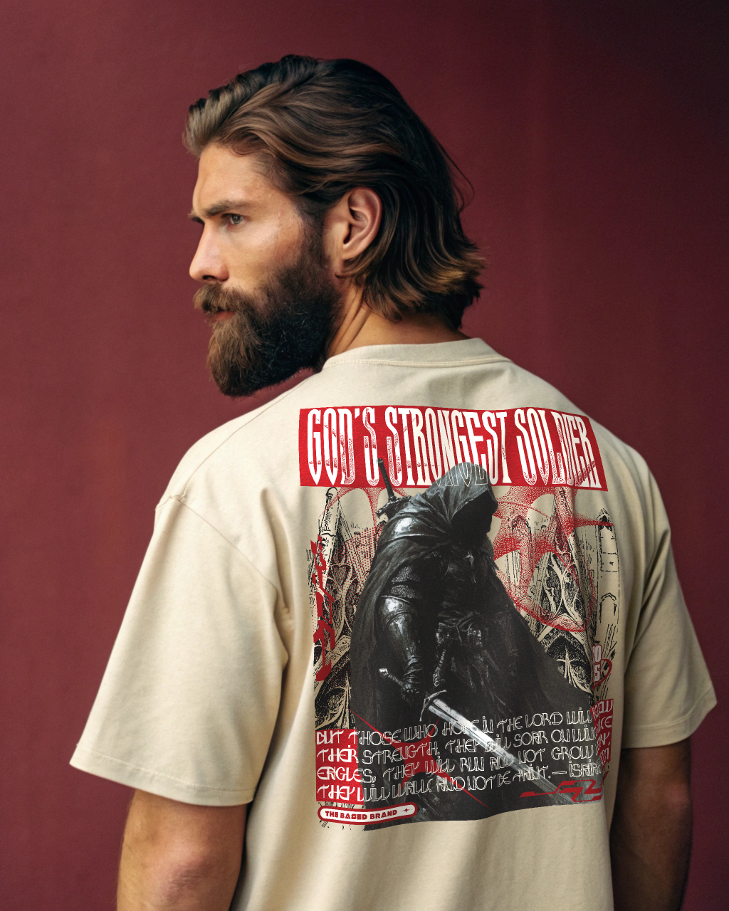 God's Strongest Soldier Oversized faded t-shirt