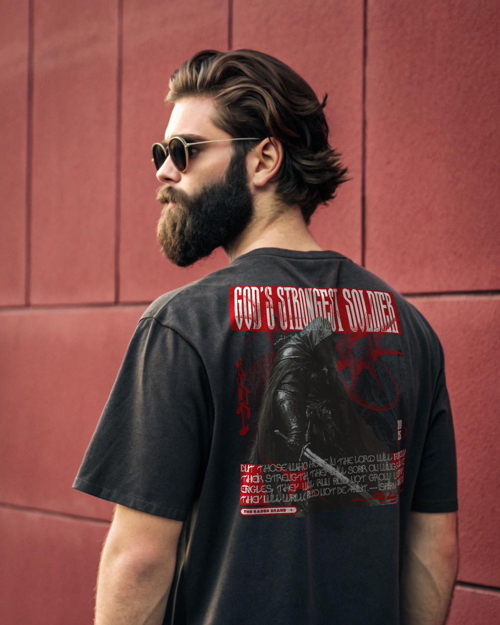 God's Strongest Soldier Oversized faded t-shirt
