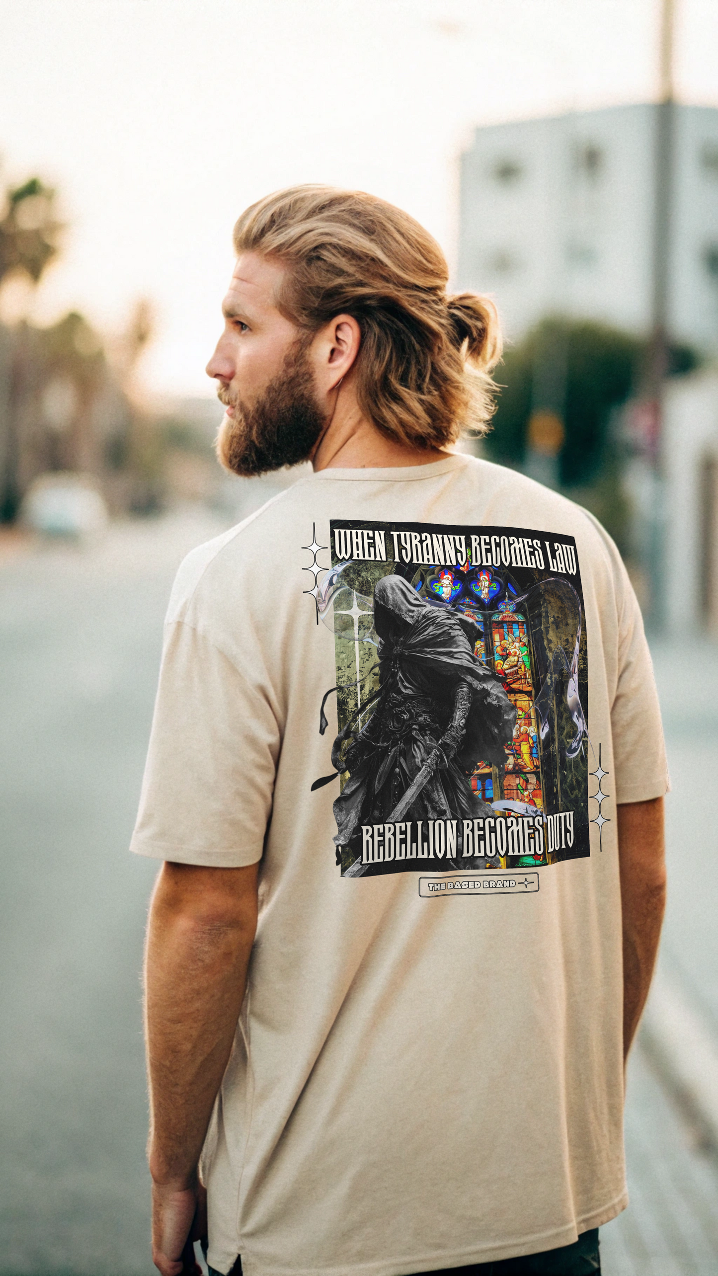 When Tyranny Becomes Law, Rebellion Becomes Duty Oversized faded t-shirt